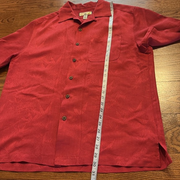 Caribbean Joe button down rayon shirt textured collared red front pocket size S - Picture 14 of 16